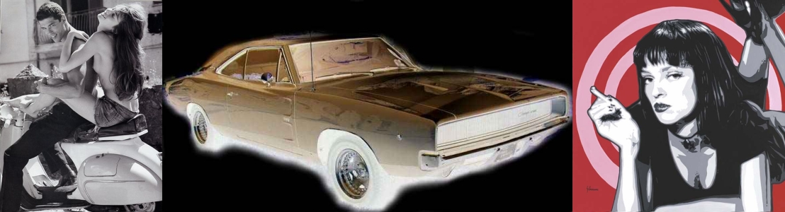 pirelli cal, dodge charger 68, mia wallace